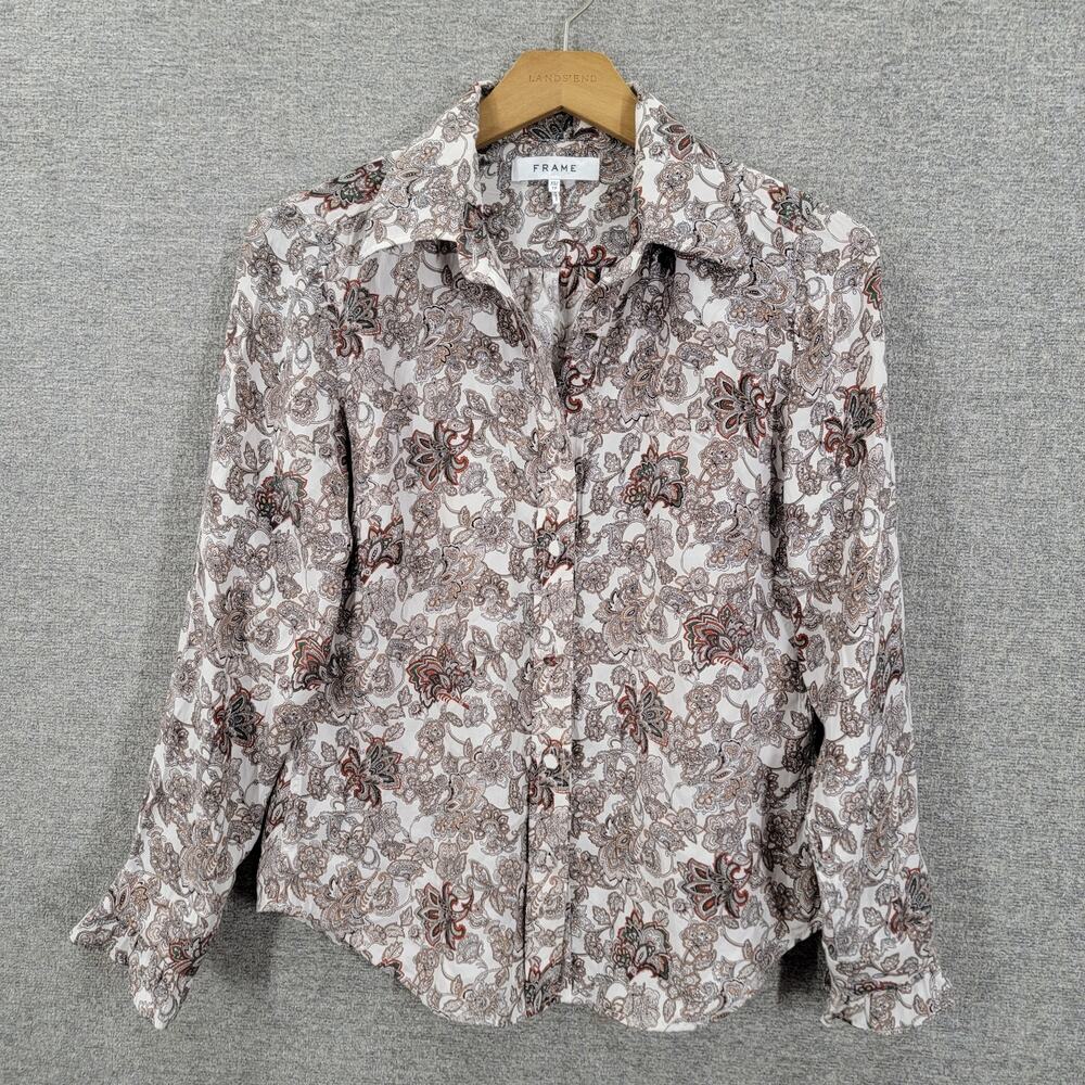 FRAME 70'S RUFFLE SILK TOP, SIZE XS * - Picture 3 of 8